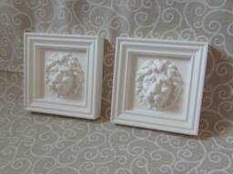 A Pair Of Traditional Lions Head Door/Window Frame Architrave Corner Blocks Fine Detailed Plaster , 12cm X - thumbnail 1