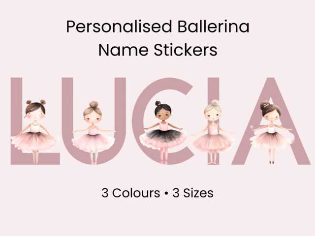 Personalised Ballet Ballerina Name Wall Sticker, Girls Nursery Decal, Pink Dancer Bedroom Decor - image 1