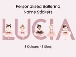 Personalised Ballet Ballerina Name Wall Sticker, Girls Nursery Decal, Pink Dancer Bedroom Decor - thumbnail 1