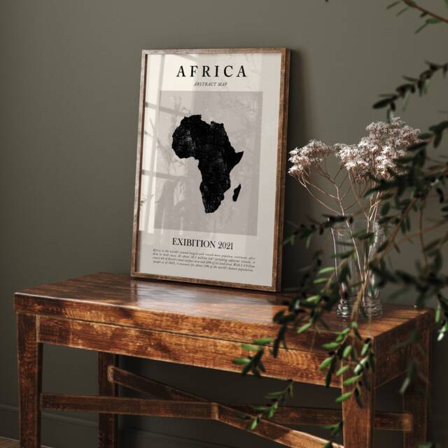 Africa Map Vintage Abstract Wall Art Print Picasso + Matisse Inspired Travel Poster - image 1