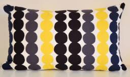 Handmade Marimekko Pillow Cover Rasymatto Black, Yellow, Grey - 12x20 Inches - thumbnail 1
