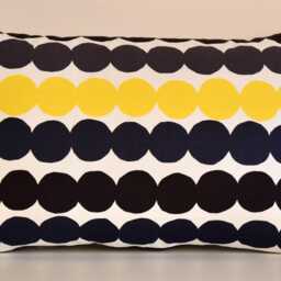 Handmade Marimekko Pillow Cover Rasymatto Black, Yellow, Grey - 12x20 Inches - thumbnail 2