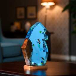 Mermaid Ocean Scene Resin Night Light - Handmade Epoxy Lamp With Wood Base - thumbnail 4