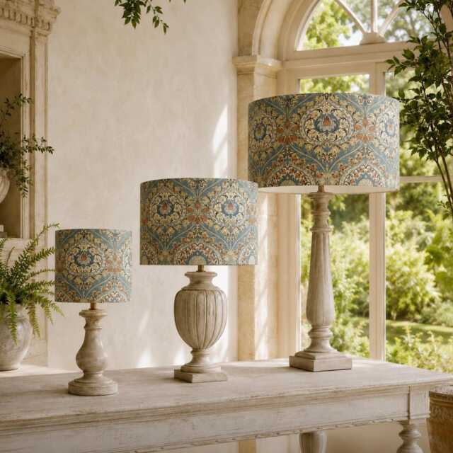 William Morris Eden Azure Lampshade - Handmade Candle Clip Or Drum Shade For Table Lamp, Wall Light Ceiling Pendant - image 1