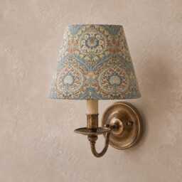 William Morris Eden Azure Lampshade - Handmade Candle Clip Or Drum Shade For Table Lamp, Wall Light Ceiling Pendant - thumbnail 2