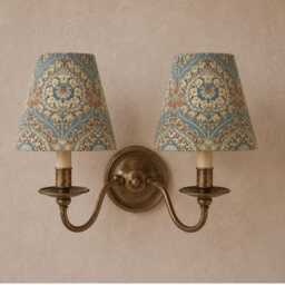 William Morris Eden Azure Lampshade - Handmade Candle Clip Or Drum Shade For Table Lamp, Wall Light Ceiling Pendant - thumbnail 3