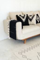 Mexican Relampago Pillow, Wool Mexican Decorative Cushion, Black + White