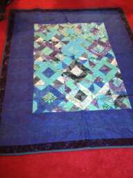 Modern Patchwork Blue & Turquoise Diamond Throw Quilt, Home Decor Quilt 50 X 60 Inch, Housewarming Christmas Wedding Gift Ideas