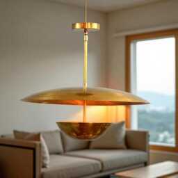 1950's Mid Century Modern Flush Mount Handmade Brass Disc Ceiling Light Home Decor - thumbnail 4