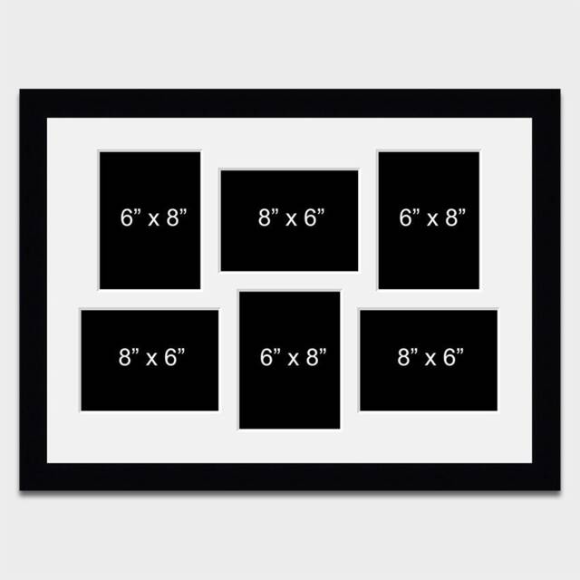 Large Multi Photo Picture Frame - 6 Apertures 8x6 Photos in A 33mm Black - image 1
