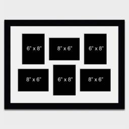 Large Multi Photo Picture Frame - 6 Apertures 8x6 Photos in A 33mm Black - thumbnail 1