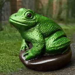 Outdoor Frog Statue Concrete Animal Sculpture Cement Sitting Frog Lover Gift Sitting Ornament Handmade Yard Art - thumbnail 2