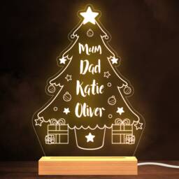 Christmas Tree Family Names Home Gift Personalised Lamp Night Light - thumbnail 1