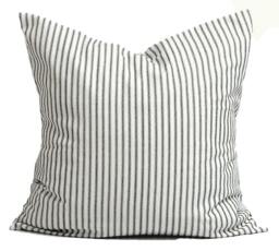 Black Ticking Pillow Covers, Cover For 20x20 Pillow, 16x16 18x18 All Sizes - thumbnail 1