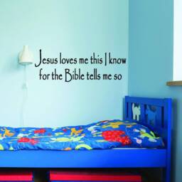 Jesus Loves Me This I Know For The Bible Tells So Wall Decal Vinyl Art Quote Sticker Vwaq-K-T927M - thumbnail 1