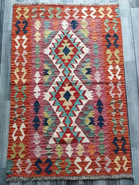 Kilim Rug Multicolour, Handmade Artisan Afghan Turkish Scandinavian Navajo Bohemian Flatweave Natural Wool 135x92 cm - image 1