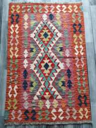 Kilim Rug Multicolour, Handmade Artisan Afghan Turkish Scandinavian Navajo Bohemian Flatweave Natural Wool 135x92 cm - thumbnail 1