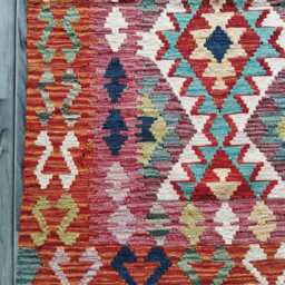 Kilim Rug Multicolour, Handmade Artisan Afghan Turkish Scandinavian Navajo Bohemian Flatweave Natural Wool 135x92 cm - thumbnail 2