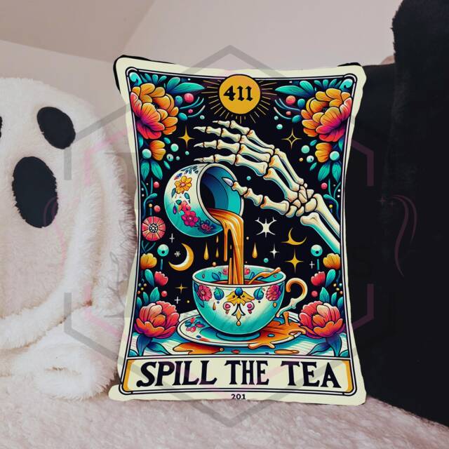 Spill The Tea Tarot Card Cushion Sassy Souls Home Decor - image 1