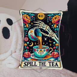 Spill The Tea Tarot Card Cushion Sassy Souls Home Decor - thumbnail 1