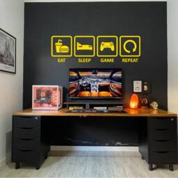 Eat Sleep Game Repeat Gaming Sticker Decal, Gaming Decor Gift, Wall Decoration, Video Stickers, Gamer Gift - thumbnail 4