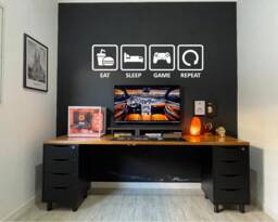 Eat Sleep Game Repeat Gaming Sticker Decal, Gaming Decor Gift, Wall Decoration, Video Stickers, Gamer Gift