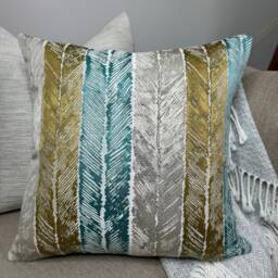 Modern Striped Sofa Cushion Cover, Accent Modern Decorative Pillow Cover For Or Bed, Designer Harlequin Fabric, Walcha - thumbnail 1