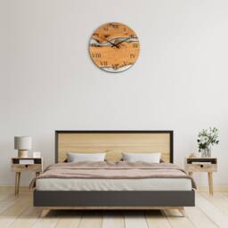 Modern Epoxy Resin Wood Wall Clock, Kitchen Farmhouse Art, Oak Clock Unique - thumbnail 4