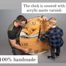 Modern Epoxy Resin Wood Wall Clock, Kitchen Farmhouse Art, Oak Clock Unique - thumbnail 3