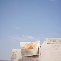 Handmade Linen Kantha Throw Blanket Sun Design Block Print - thumbnail 4