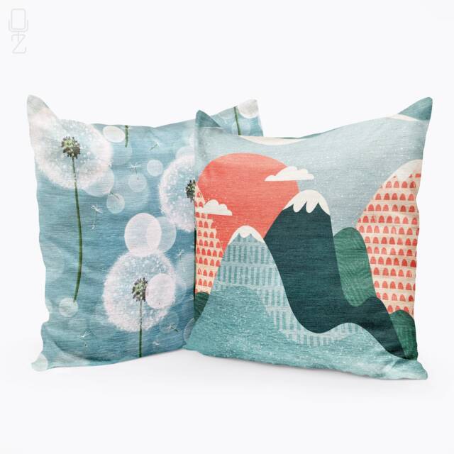 Dandelion & Mountain Velvet Cushion Cover Set Double-Sided Print, Oeko-Tex?? - image 1