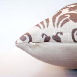 Ikat Damask Pillow Cover, Grey & Ivory Euro Cushion - 20x20 - thumbnail 4