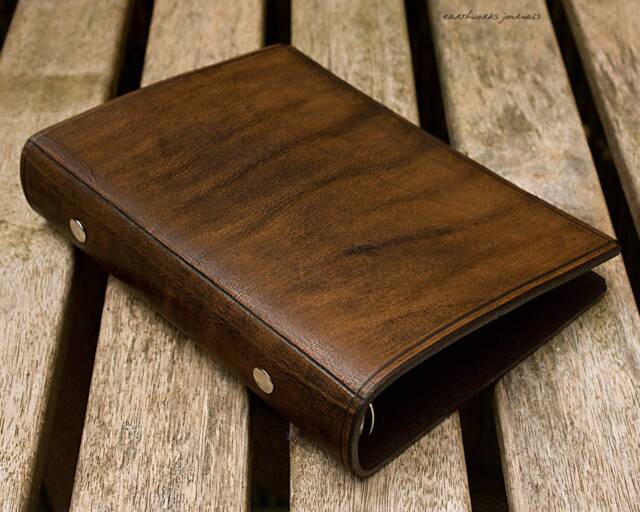 Personal Size Dark Brown Leather 6 Ring Binder, Filofax Compatible Organizer, Travel Planner, Small Ringbinder, Free Personalisation - image 1