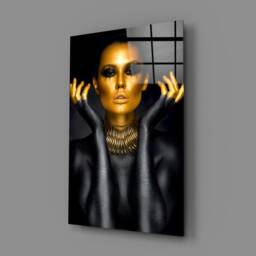 Golden Goddess Portrait - Luxury Female Photography Glass Wall Art For Bold Interior Design - thumbnail 2