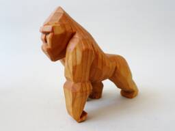 Hand Carved Wooden Gorilla Sculpture - Flat Plane Wood Art Solid Basswood Wildlife Statue Collectible Animal Carving - thumbnail 1
