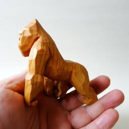 Hand Carved Wooden Gorilla Sculpture - Flat Plane Wood Art Solid Basswood Wildlife Statue Collectible Animal Carving - thumbnail 4