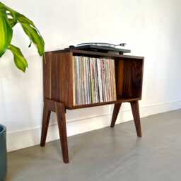 Handmade Hardwood Record Cube Stand Customizable Vinyl Storage - thumbnail 3