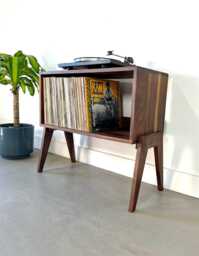 Handmade Hardwood Record Cube Stand Customizable Vinyl Storage - thumbnail 1