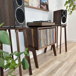 Handmade Hardwood Record Cube Stand Customizable Vinyl Storage - thumbnail 2