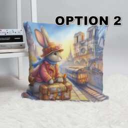 Whimsical Bunny Travel Cushion Cover Kids Room Decor - thumbnail 2