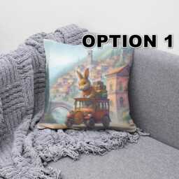 Whimsical Bunny Travel Cushion Cover Kids Room Decor