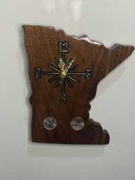 Minnesota Handmade State Quarter Clock With Inlaid Quarters. Choice Of Wood. Customizable