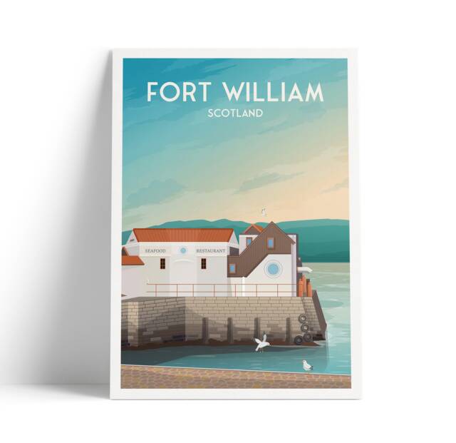 Fort William Print - Town Pier Loch Linnhe Crannog Scottish Highlands West Highland Way - image 1