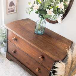 Victorian, Vintage, Rustic, Solid Mahogany Chest Of 2 Large Deep Drawers - thumbnail 3