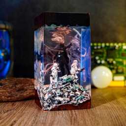 Darth Vadre Blast Resin Lamp With Troopers - Galactic Empire Led Night Light - Handmade Sci-Fi Diorama Star War Decor For Collectors - thumbnail 3