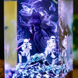 Darth Vadre Blast Resin Lamp With Troopers - Galactic Empire Led Night Light - Handmade Sci-Fi Diorama Star War Decor For Collectors - thumbnail 2