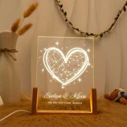 star Map By Date Anniversary Gift, Custom Night Light, Personalized Couple Constellation Map, Sky Date, Engagement Gifts - thumbnail 3