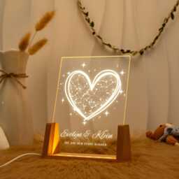 star Map By Date Anniversary Gift, Custom Night Light, Personalized Couple Constellation Map, Sky Date, Engagement Gifts - thumbnail 1