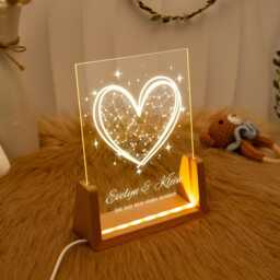 star Map By Date Anniversary Gift, Custom Night Light, Personalized Couple Constellation Map, Sky Date, Engagement Gifts - thumbnail 2