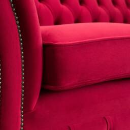 Modern British Handmade 2 Seater Red Velvet Fabric Chesterfield Sofa - thumbnail 3